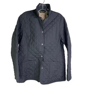 Eddie‎ Bauer Quilted Jacket Womens L Black Snap Button down Classic Outdoorsy